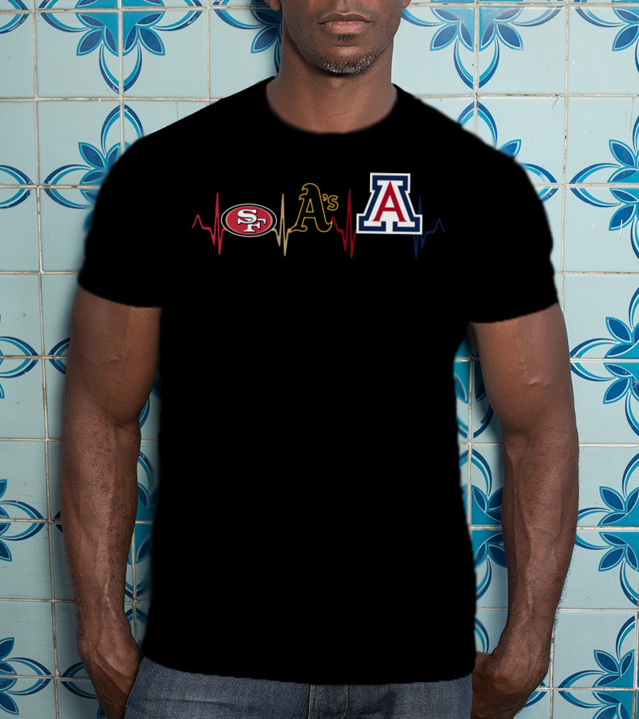 49ers Athletics Wildcats Heartbeat Logos T-Shirt