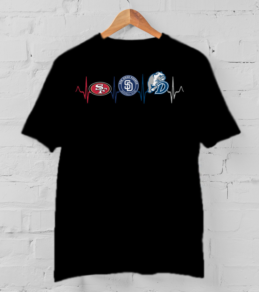 Love 49ers San Diego Padres Db Heartbeat T-Shirt
