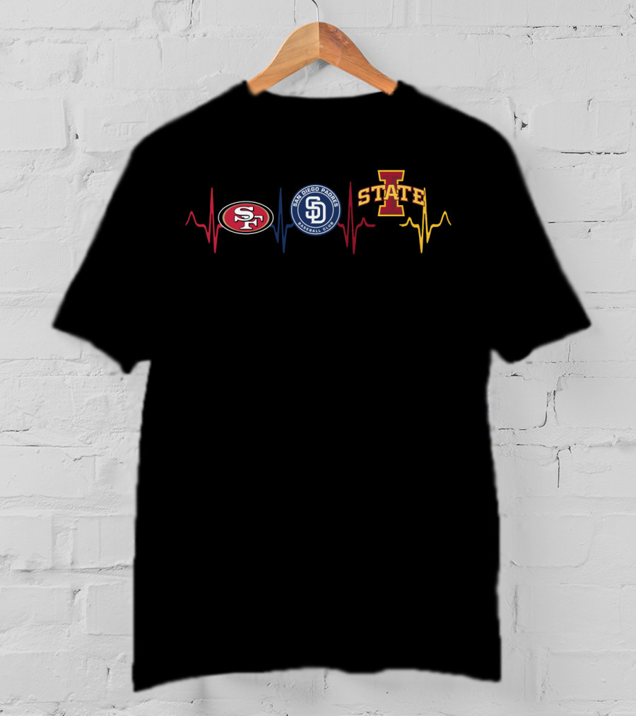 49ers Padres Isu Heartbeat Logo Combination T-Shirt