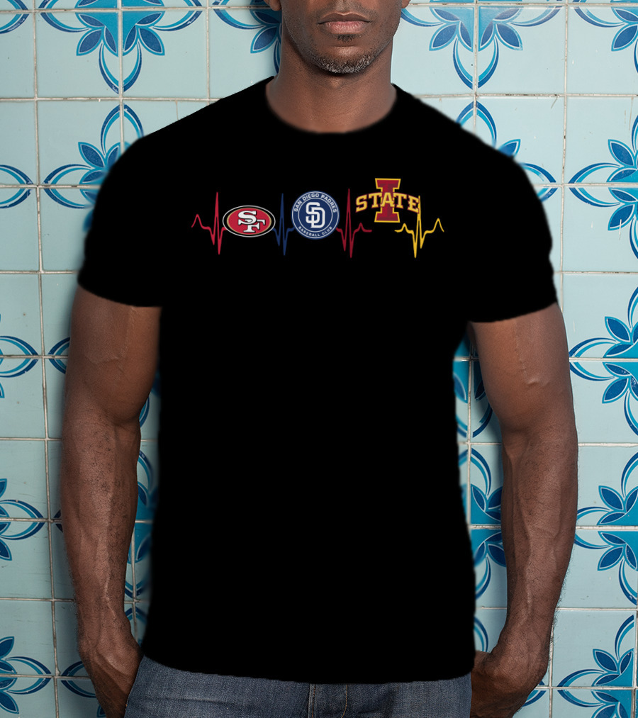 49ers Padres Isu Heartbeat Logo Combination T-Shirt