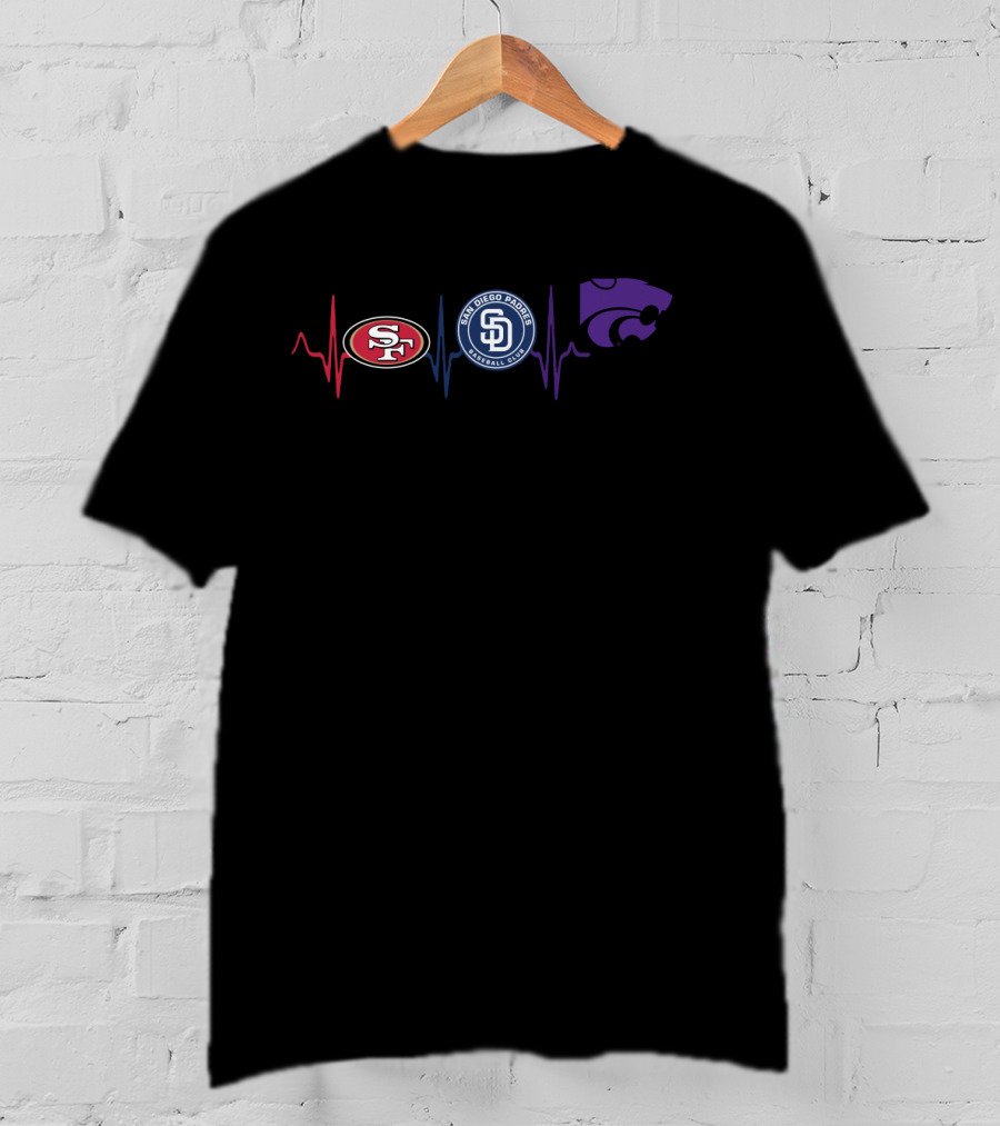 Love 49ers Padres Kansas State Wildcats Logos T-Shirt