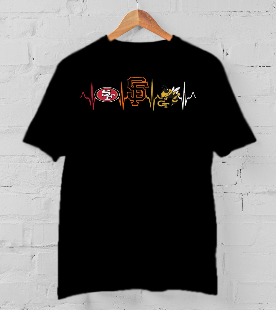 49ers Giants Georgia Tech Yellow Jackets Heartbeat Passion T-Shirt