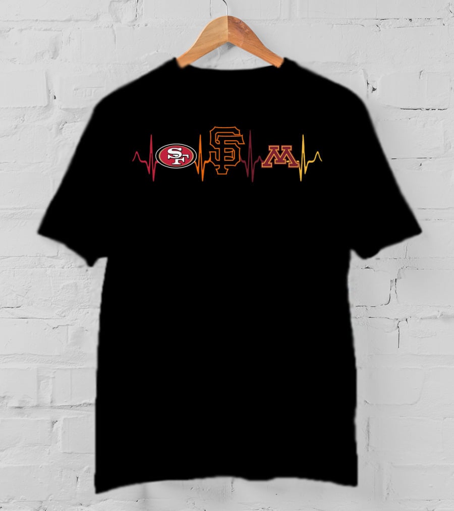 Love 49ers Giants Mgg Heartbeat T-Shirt