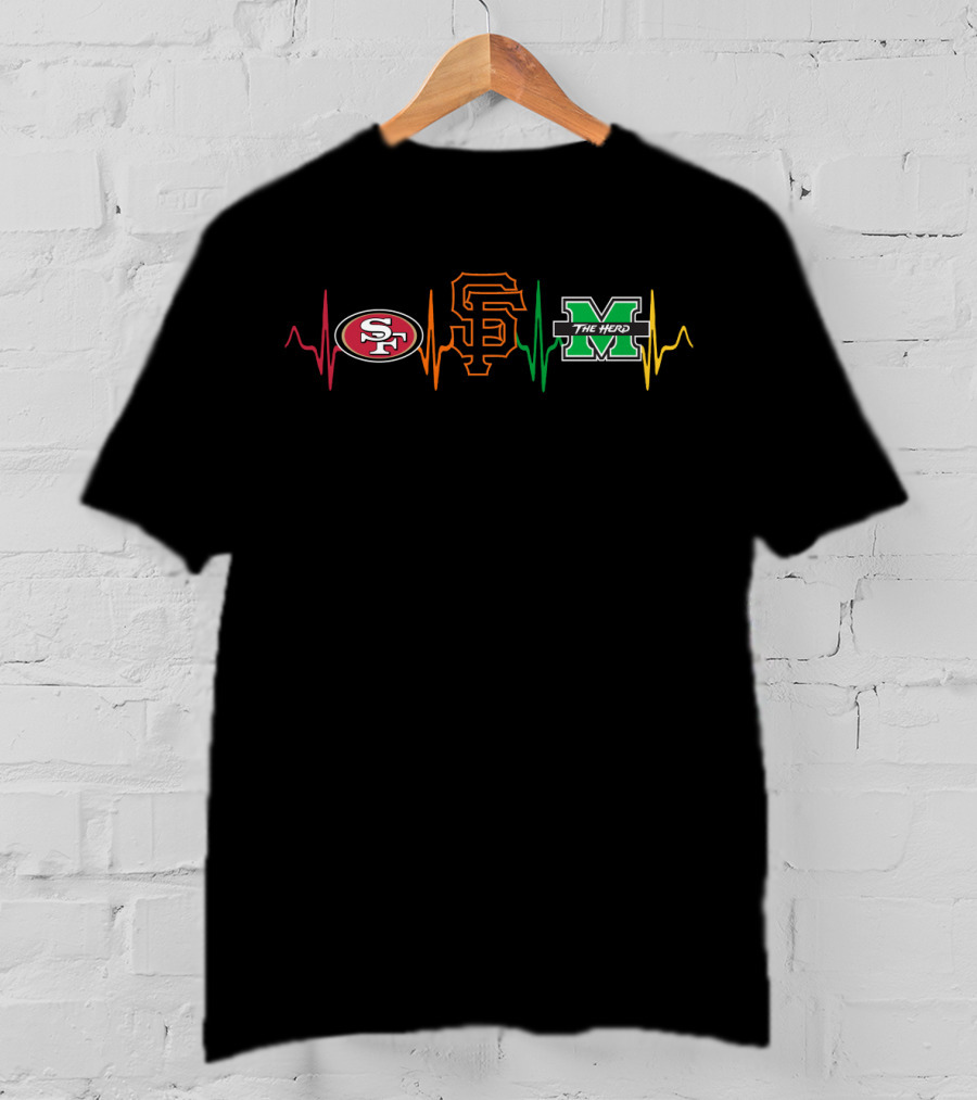 Love San Francisco 49ers Giants Marshall Thundering Herd T-Shirt