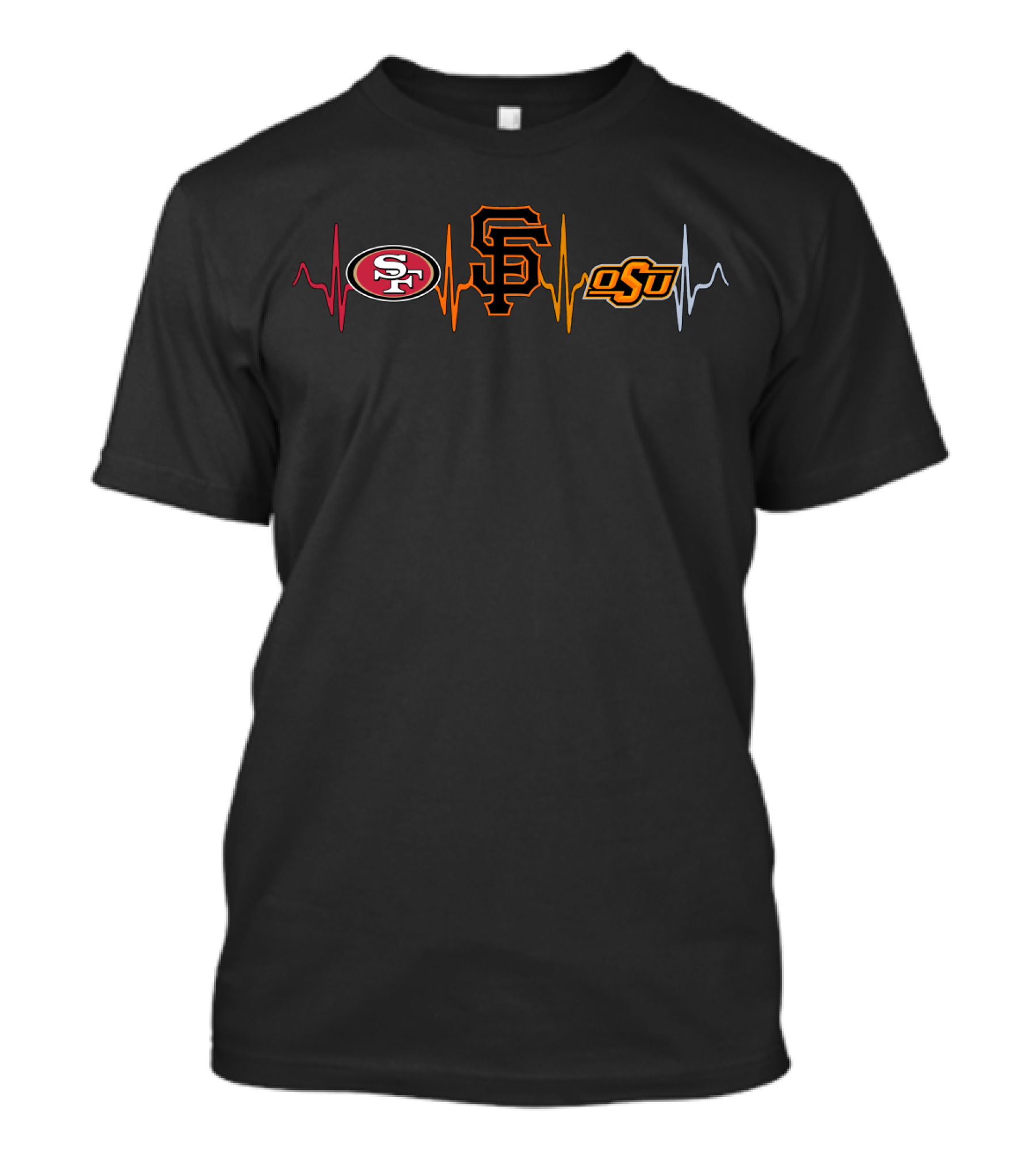 Love 49ers Giants Osu Heartbeat T-Shirt