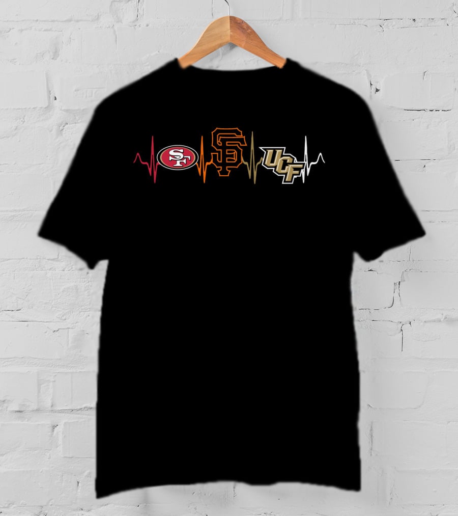 Love 49ers San Francisco Giants Ucf Heartbeat T-Shirt