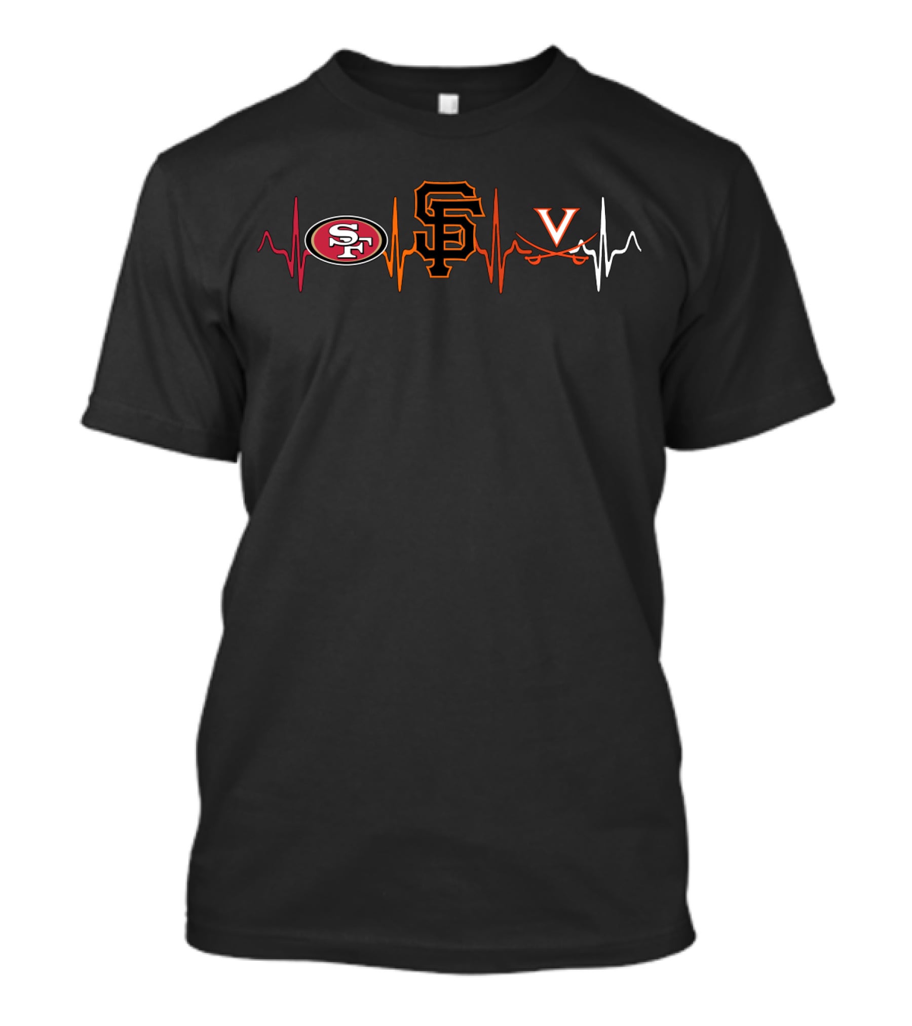 Love 49ers Giants Virginia Heartbeat T-Shirt
