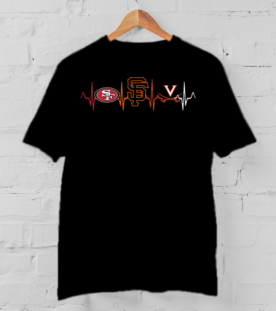 Love 49ers Giants Virginia Heartbeat T-Shirt