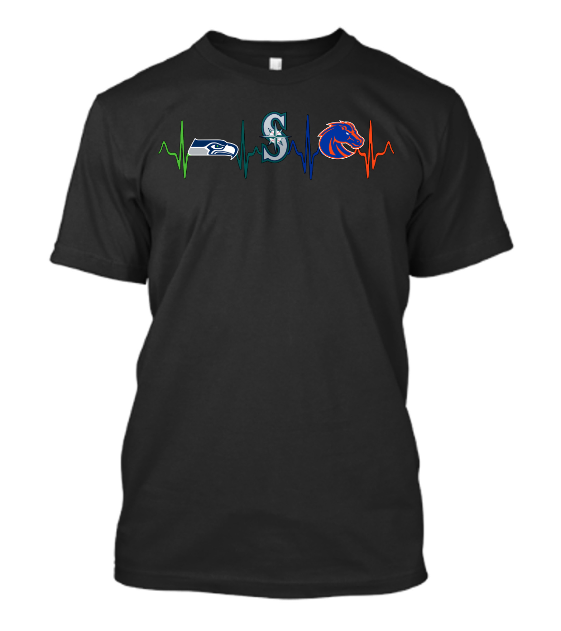 Seahawks Mariners Broncos Heartbeat T-Shirt
