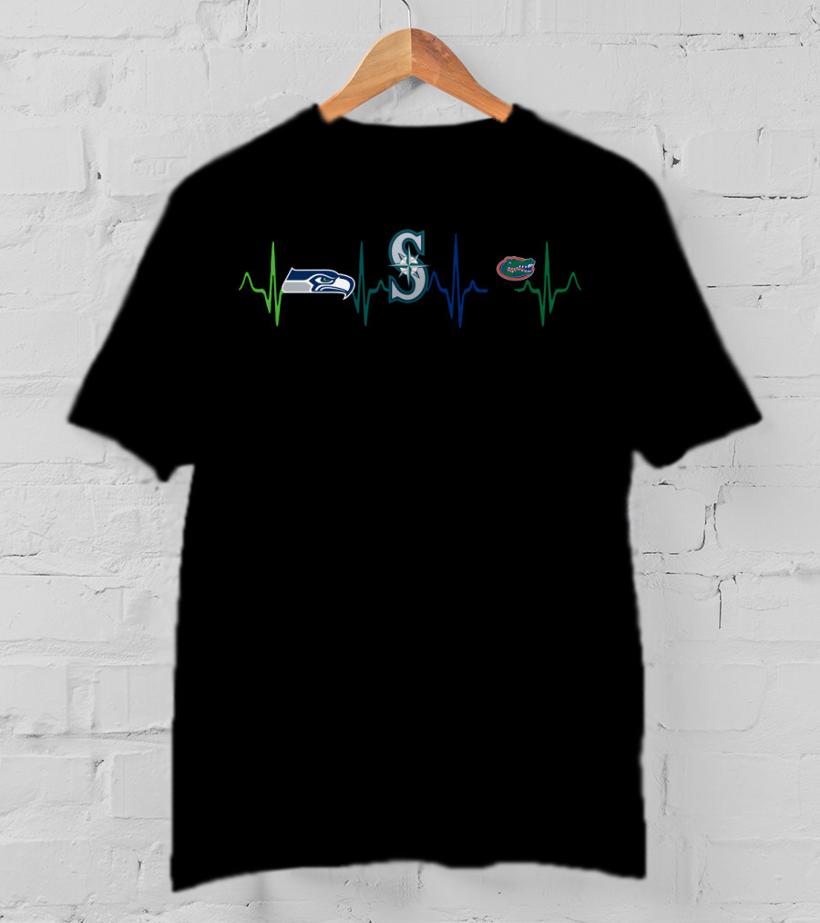 Seahawks Mariners Florida Gators Heartbeat Love T-Shirt