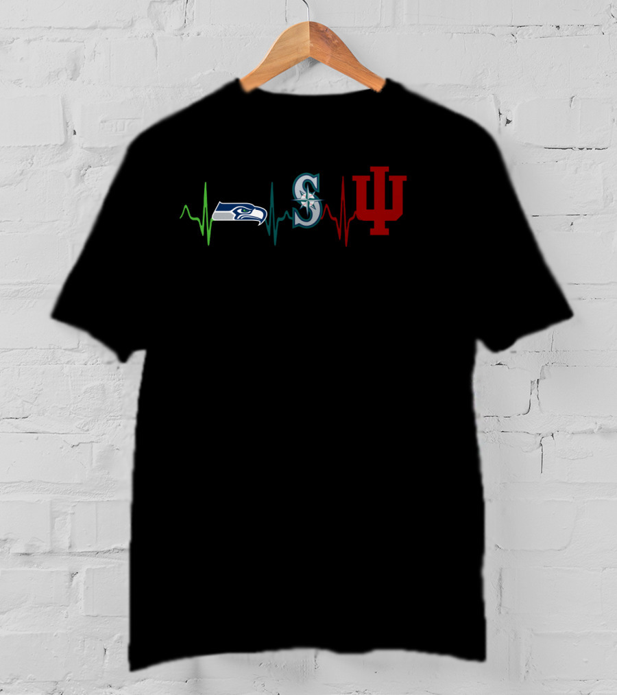 Seahawks Mariners Indiana Hoosiers Heartbeat T-Shirt