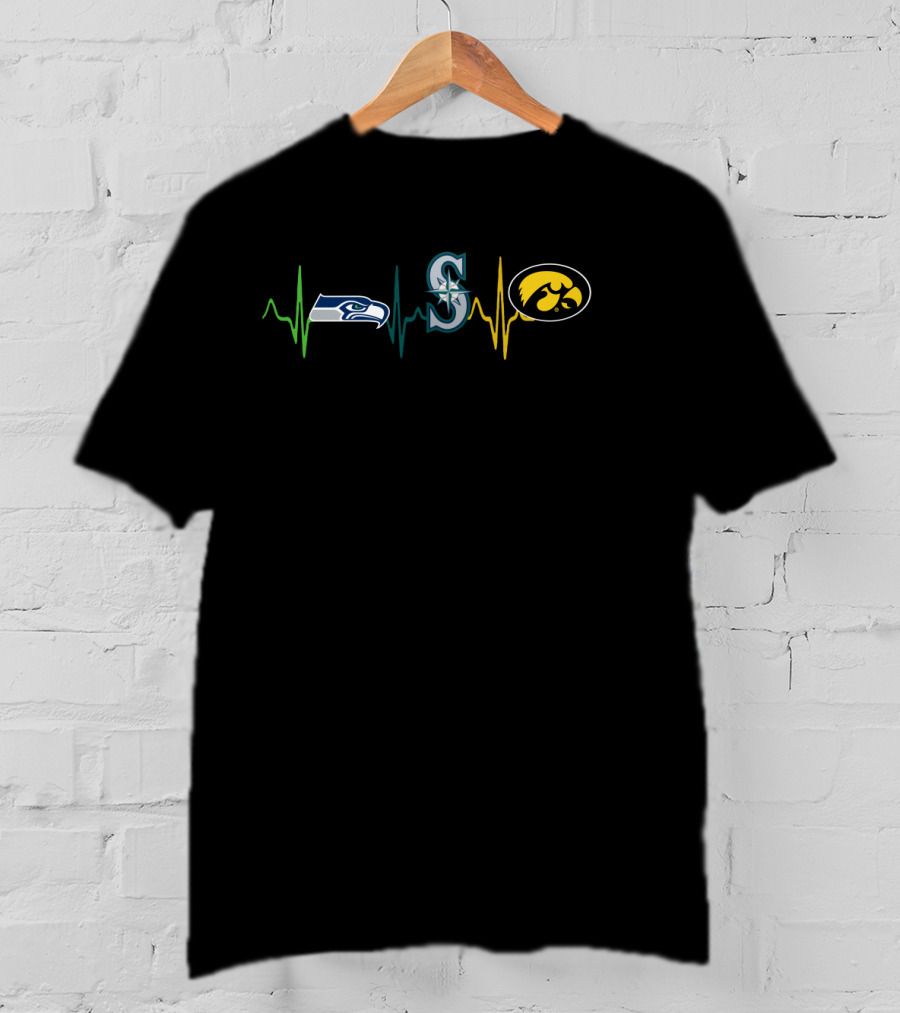 Seahawks Mariners Hawkeyes Heartbeat Line Integration T-Shirt