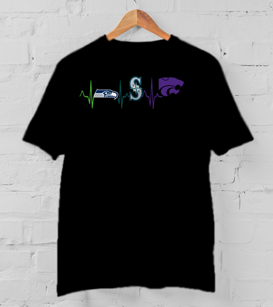 Seattle Seahawks And Mariners K-State Heartbeat T-Shirt