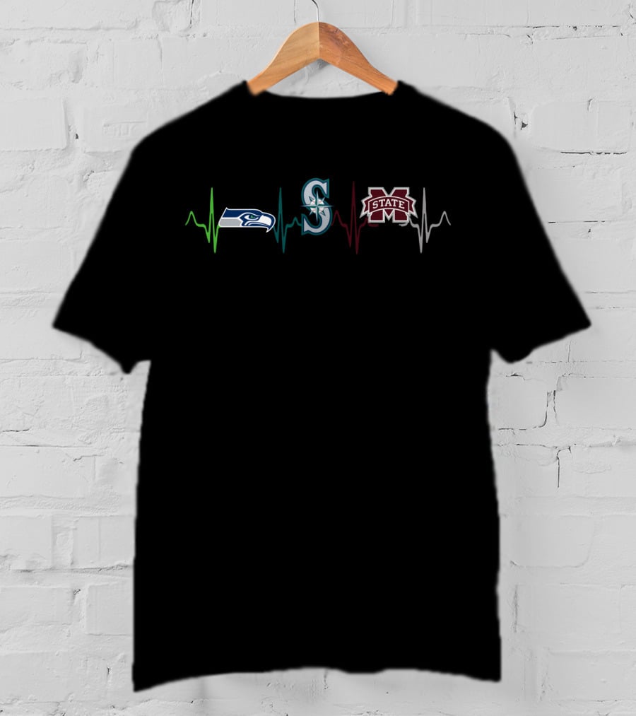 Love Seattle Seahawks Seattle Mariners Mississippi State Bulldogs T-Shirt