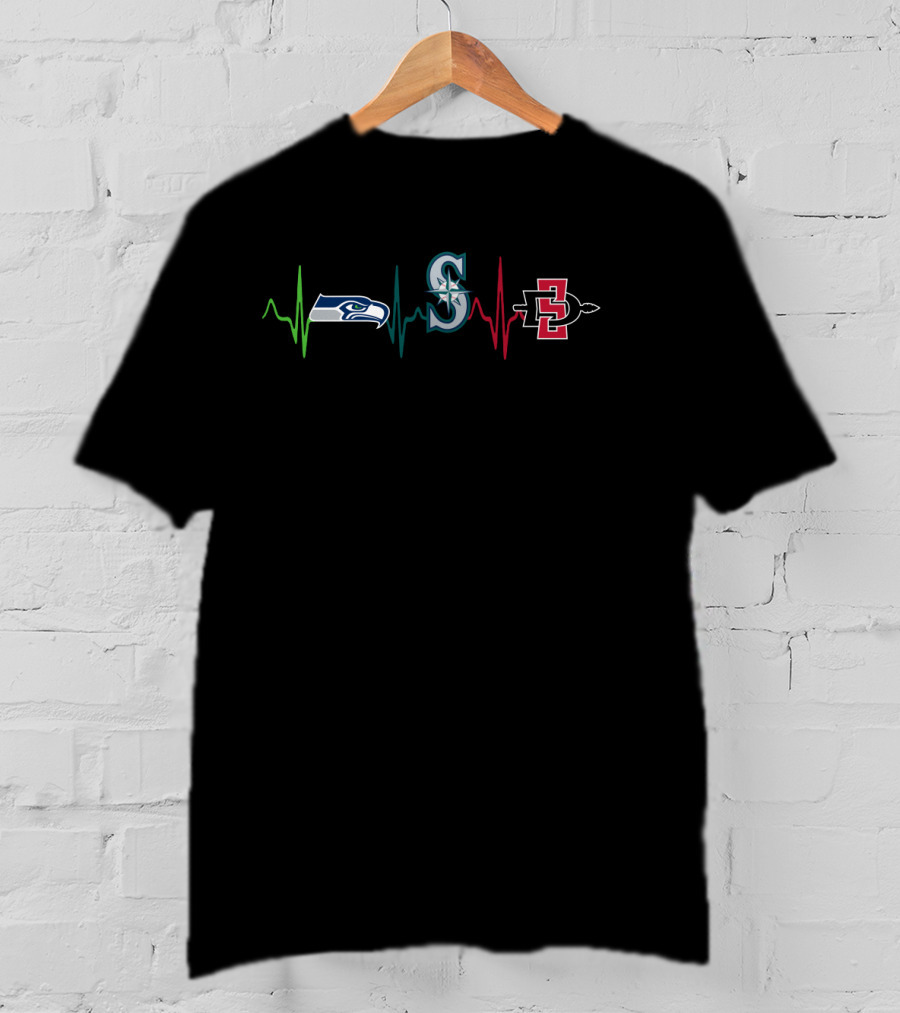 Seahawks Mariners Sdsu Heartbeat T-Shirt