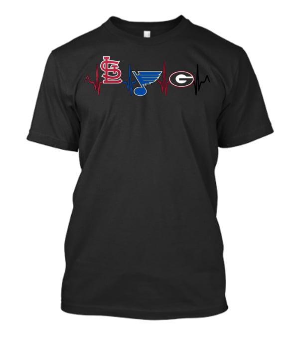 Stcardinals Blues Georgia Bulldogs Heartbeat T-Shirt