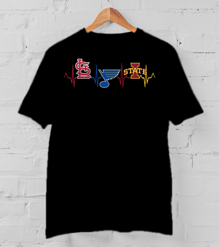 St. Louis Cardinals Blues Iowa State Heartbeat T-Shirt