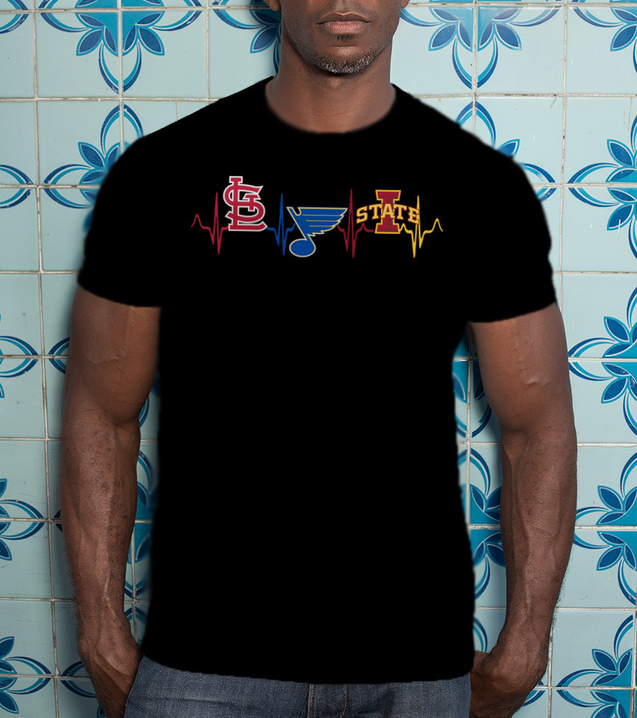 St. Louis Cardinals Blues Iowa State Heartbeat T-Shirt