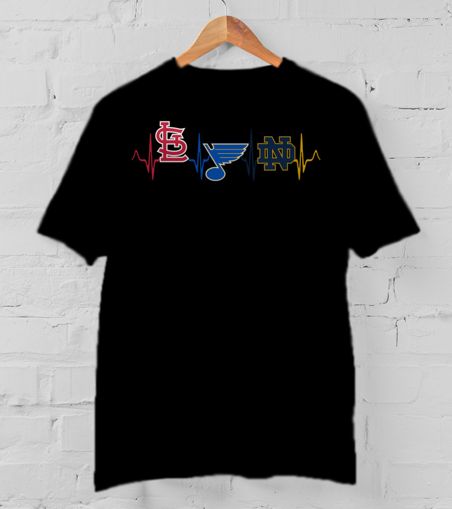 Love Stcardinals Blues Ndfi Heartbeat T-Shirt