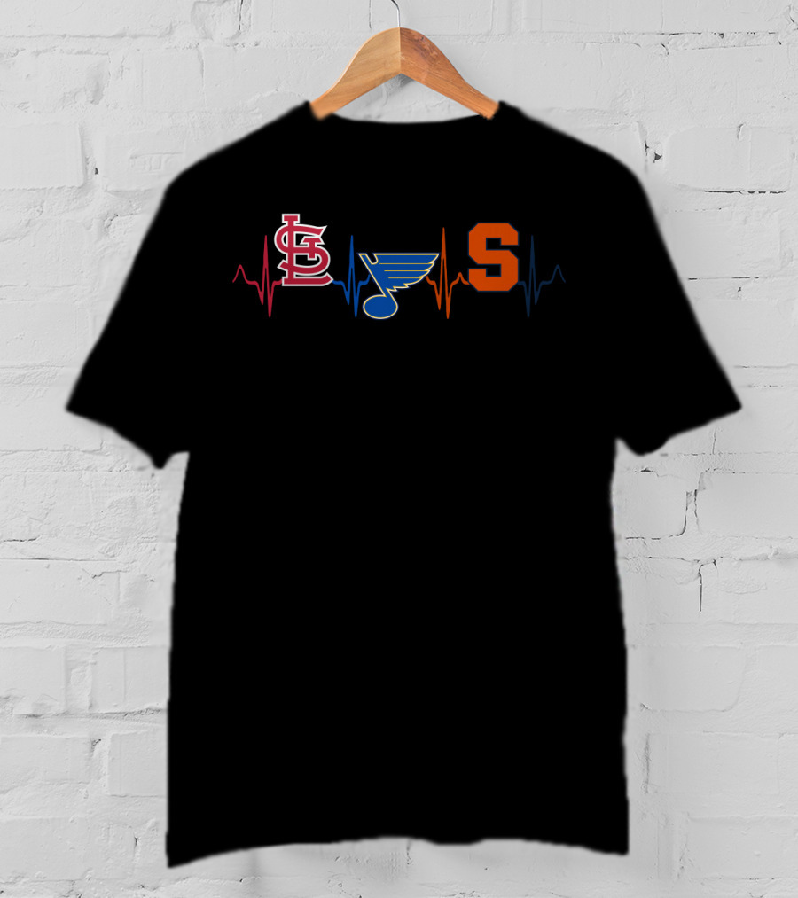 Love Stl Cardinals Blues Syracuse Heartbeat T-Shirt