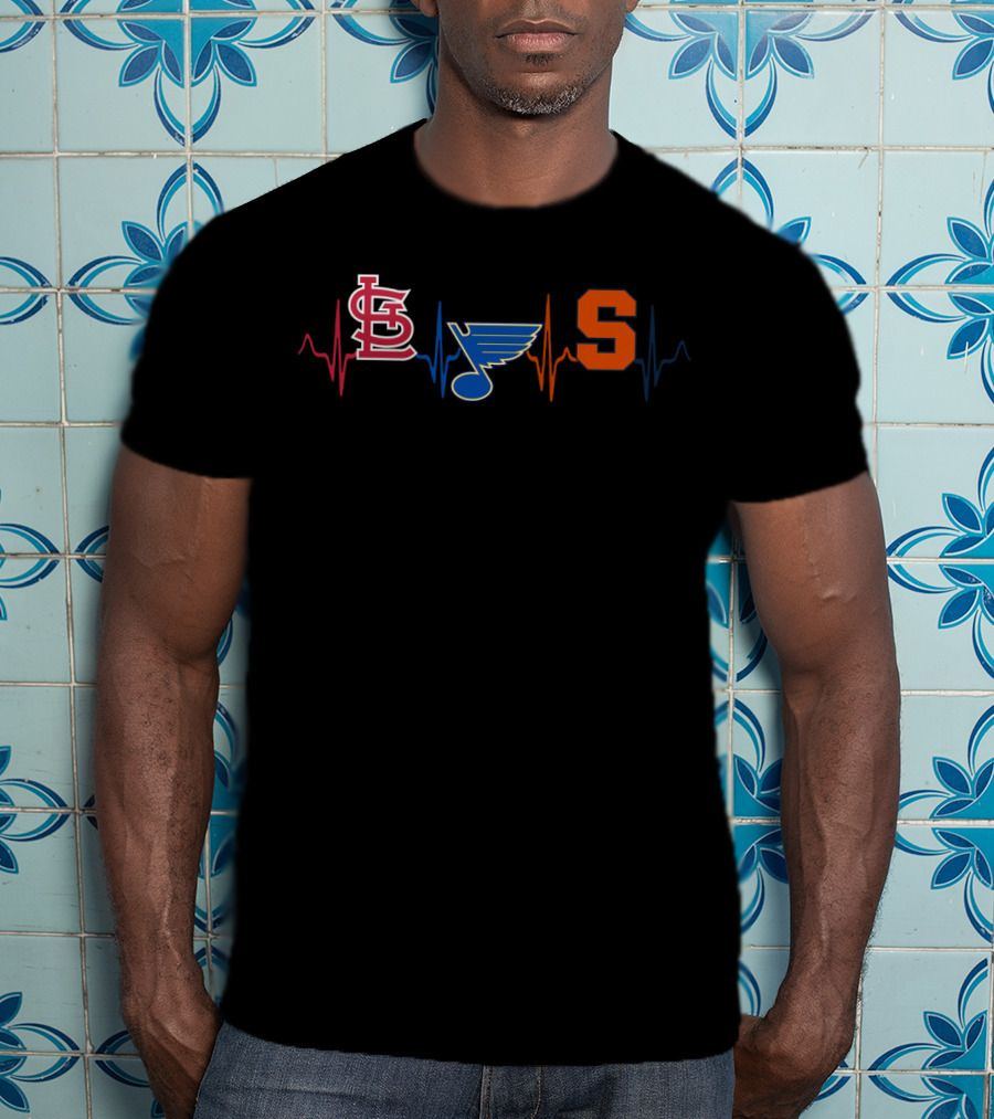 Love Stl Cardinals Blues Syracuse Heartbeat T-Shirt