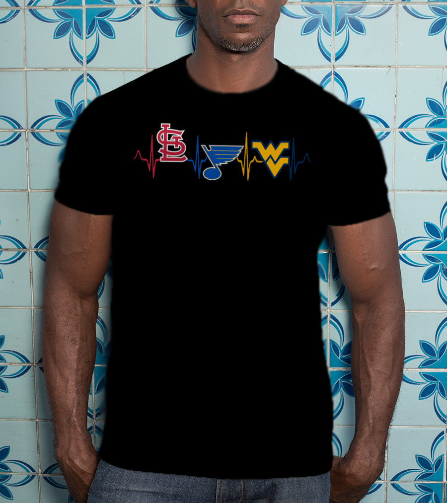 Love Stcardinals Blues Wvm Heartbeat Icons T-Shirt