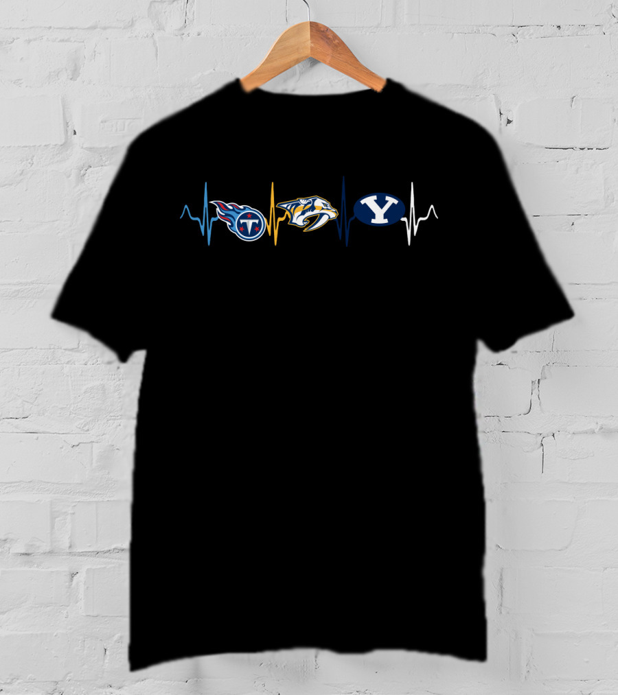 Titans Predators Byu Heartbeat Logos T-Shirt