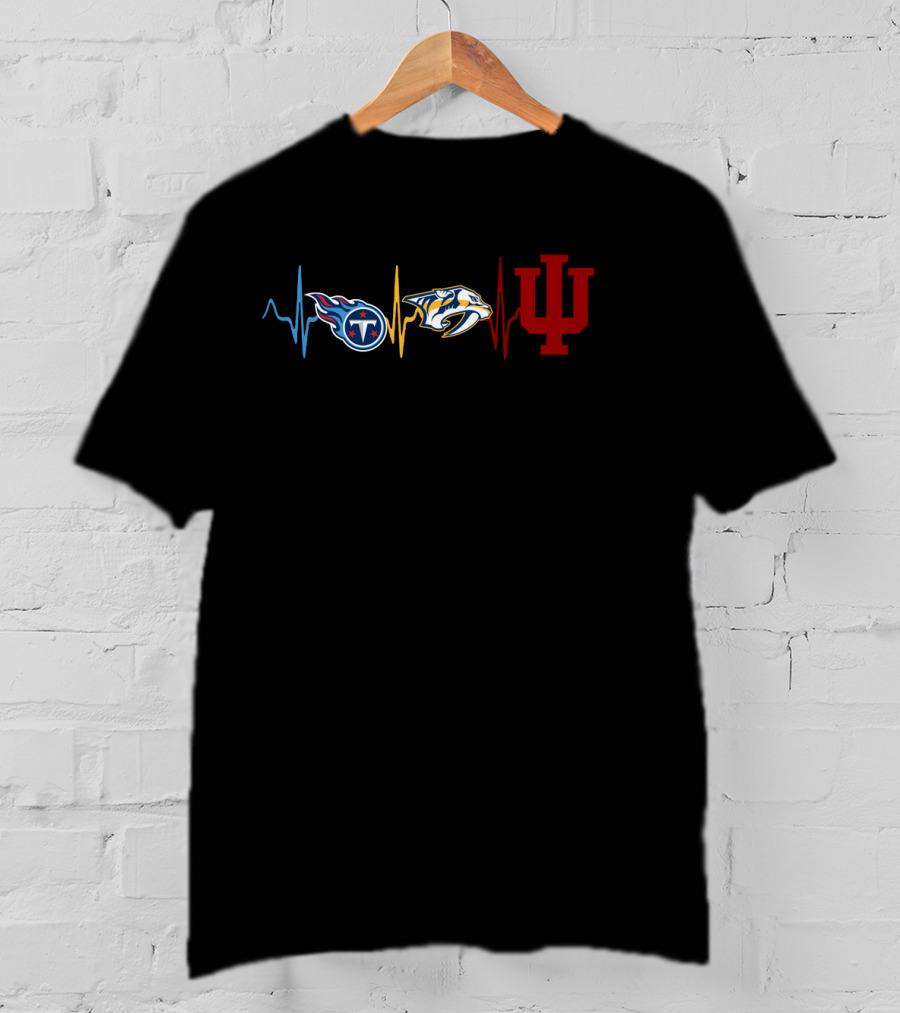 Tennessee Titans Nashville Predators Indiana University Heartbeat T-Shirt