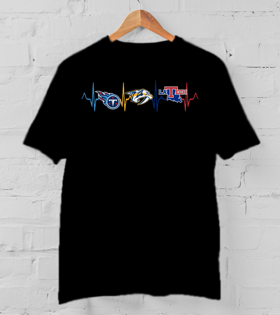 Tennessee Titans Nashville Predators Louisiana Tech Heartbeat T-Shirt
