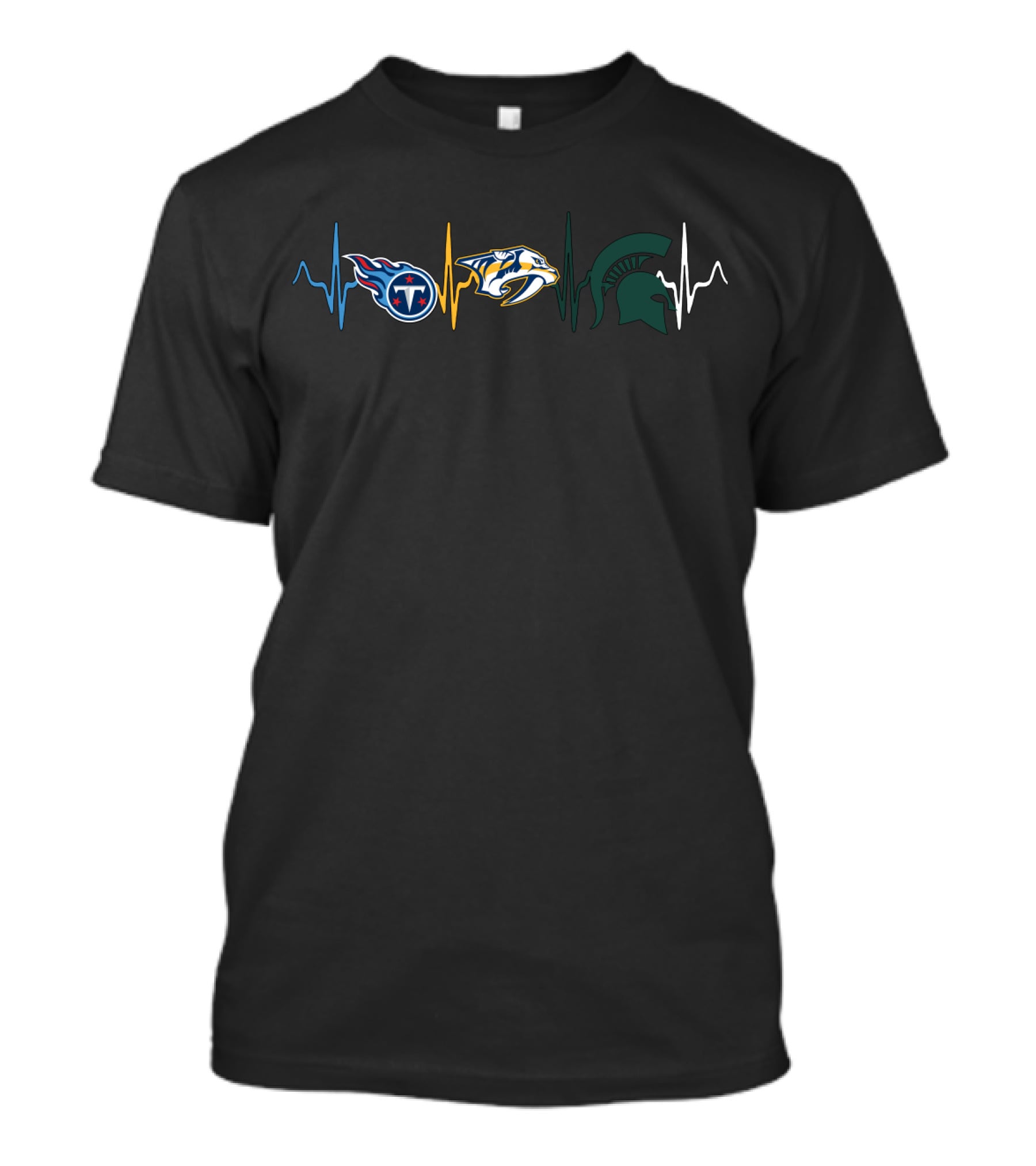 Tennessee Titans Nashville Predators Michigan State Spartans Heartbeat T-Shirt
