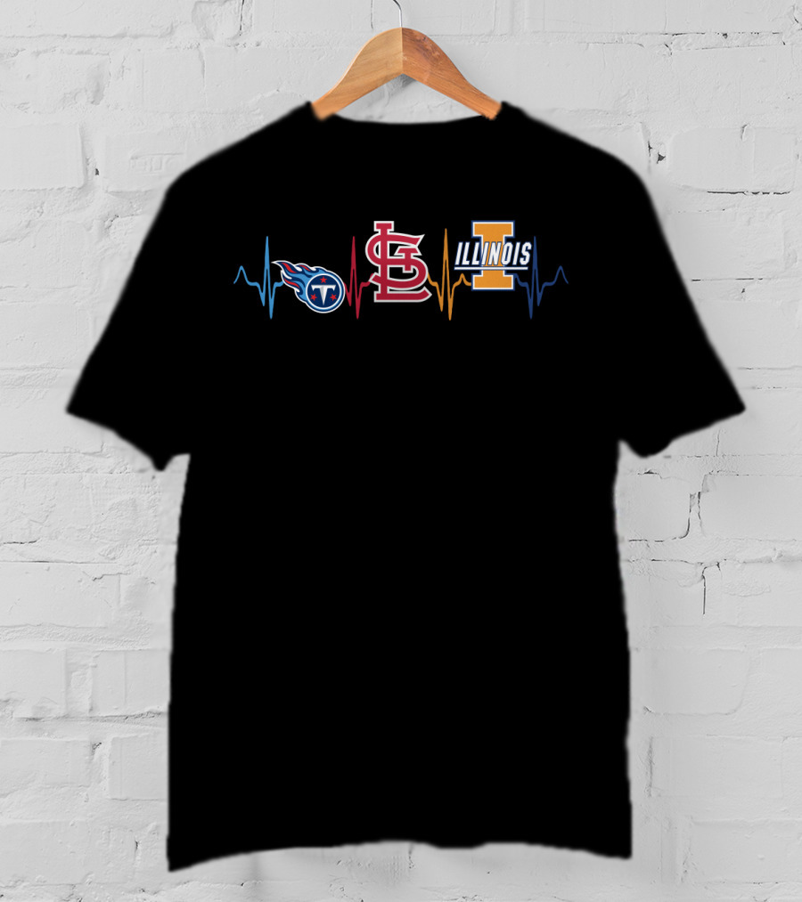 Tennessee Titans St. Louis Cardinals Illinois Fighting Illini Heartbeat T-Shirt
