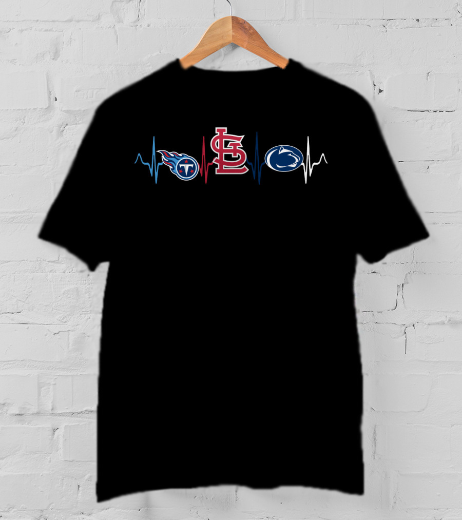 Tennessee Titans Heartbeat St. Louis Cardinals Penn State Nittany Lions T-Shirt