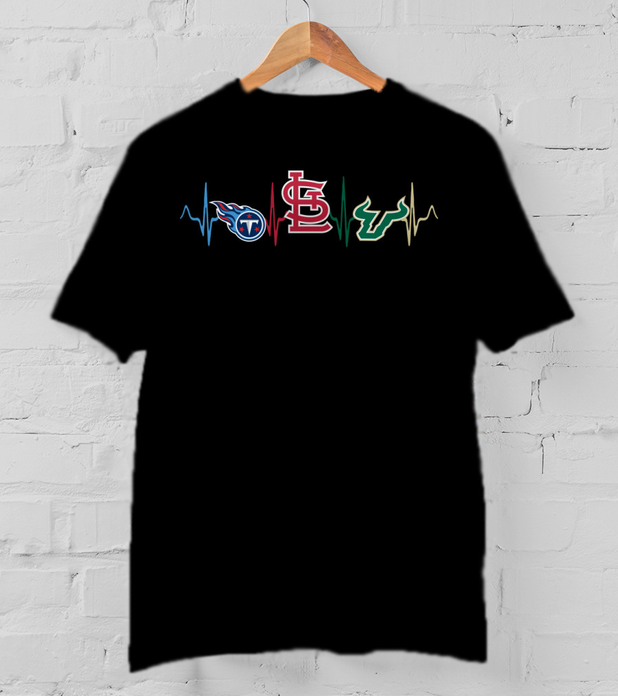 Tennessee Titans St. Louis Cardinals Usf Bulls Heartbeat T-Shirt
