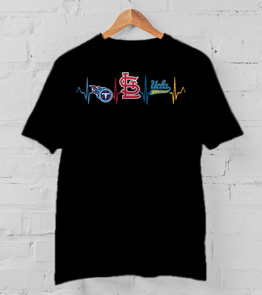 Tennessee Titans St. Louis Cardinals Ucla Bruins Fan Heartbeat T-Shirt