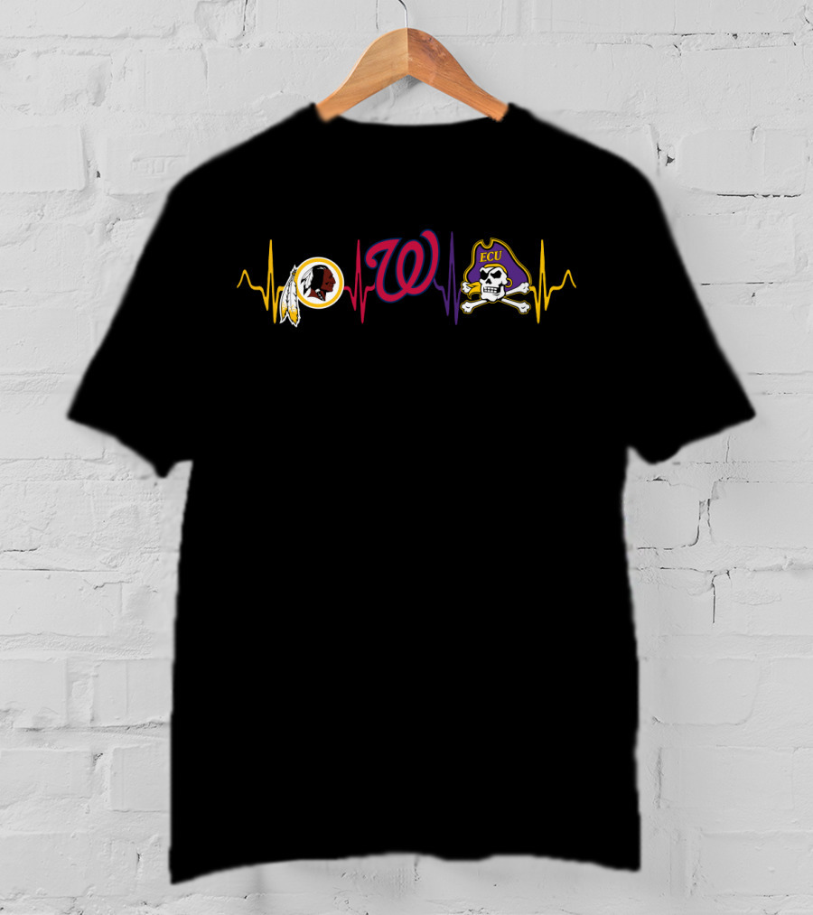 Redskins Nationals Ecu Pirates Heartbeat T-Shirt