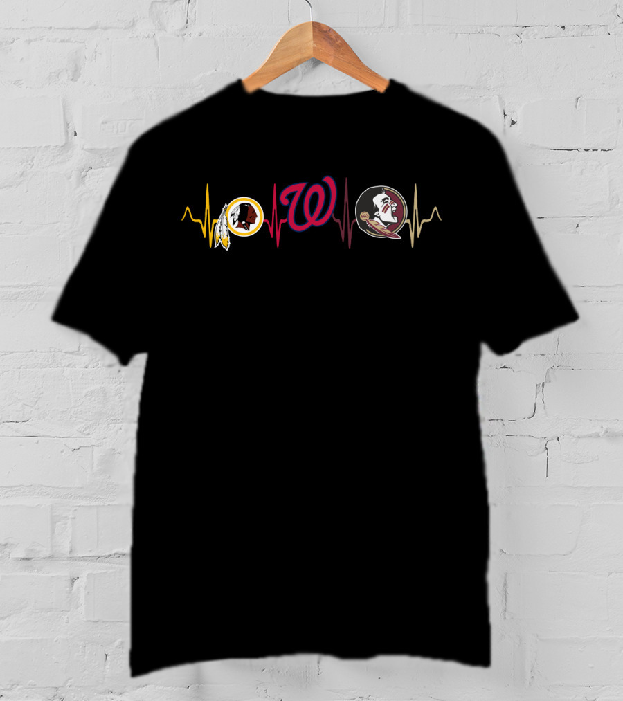 Redskins Nationals Fsu Heartbeat Logos T-Shirt