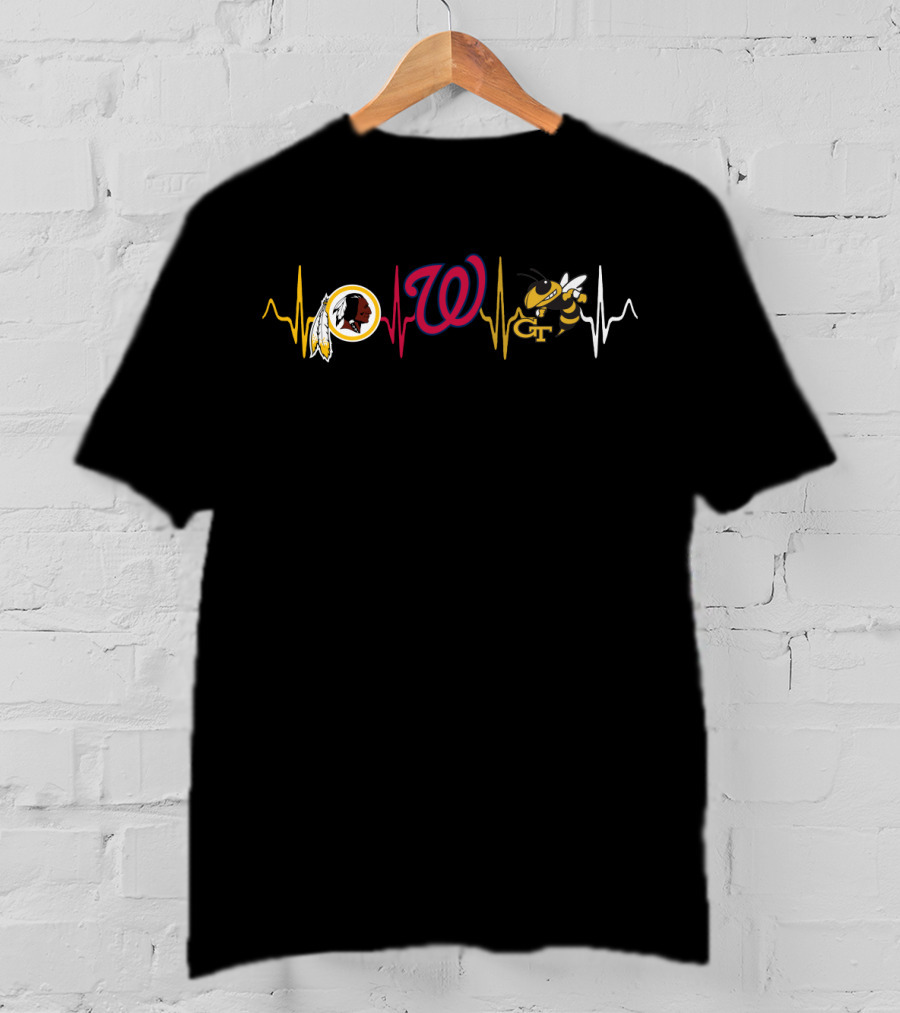 Love Washington Redskins Nationals Georgia Tech Yellow Jackets T-Shirt