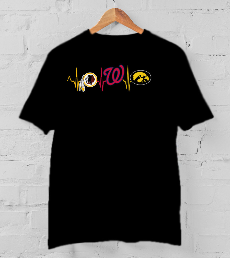 Love Redskins Nationals Iowa Hawkeyes Heartbeat T-Shirt