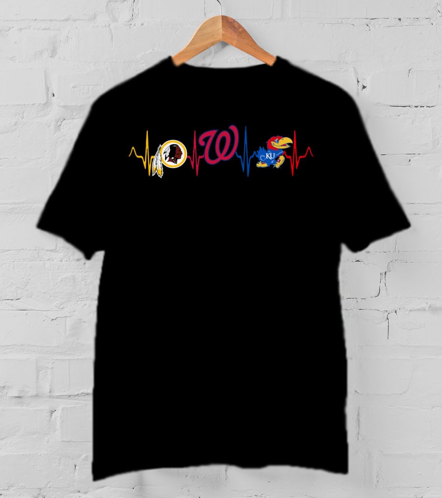 Love Redskins Washington Nationals Ku Jayhawks T-Shirt