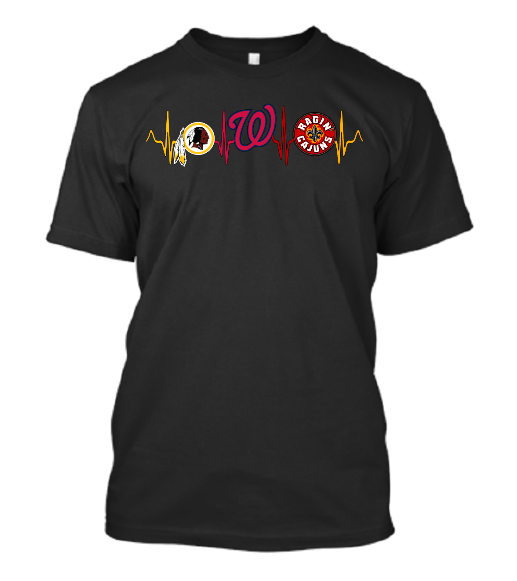 Redskins Nationals Ragin Cajuns Heartbeat T-Shirt