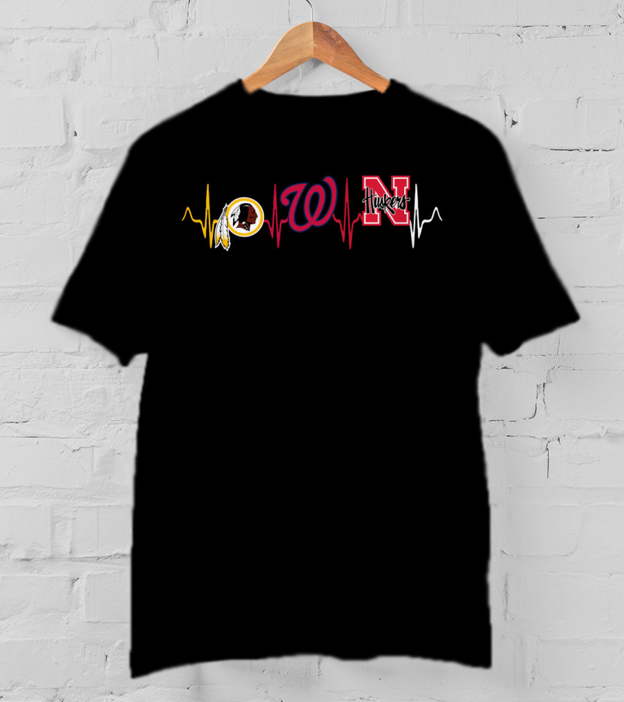 Love Redskins Nationals Huskers Heartbeat T-Shirt