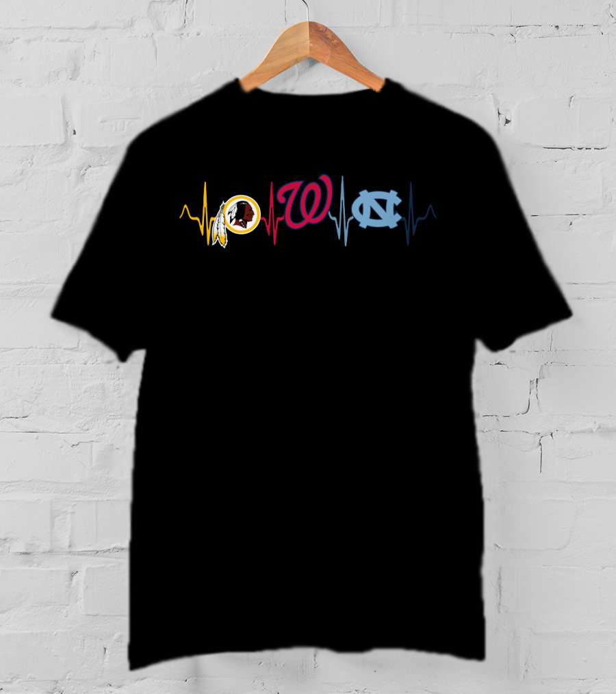 Love Redskins Nationals Unc Heartbeat T-Shirt
