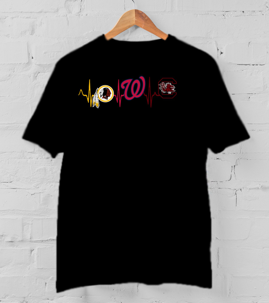 Redskins Nationals Scg Heartbeat Logo Combination T-Shirt