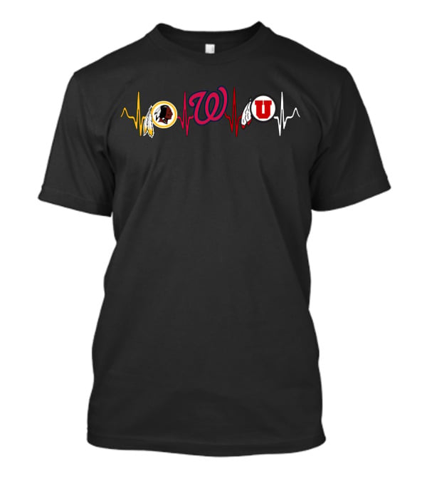 Love Redskins Washington Nationals Utah U Heartbeat T-Shirt