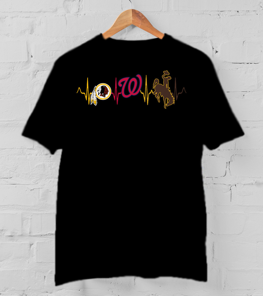 Redskins Nationals Wyoming Cowboys Heartbeat Logo Combo T-Shirt