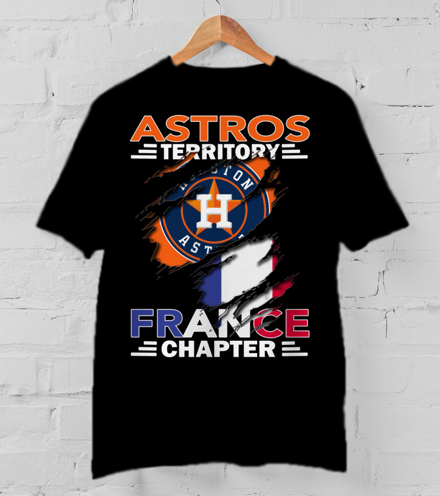 Astros Territory Houston France Chapter Flag Rip T-Shirt