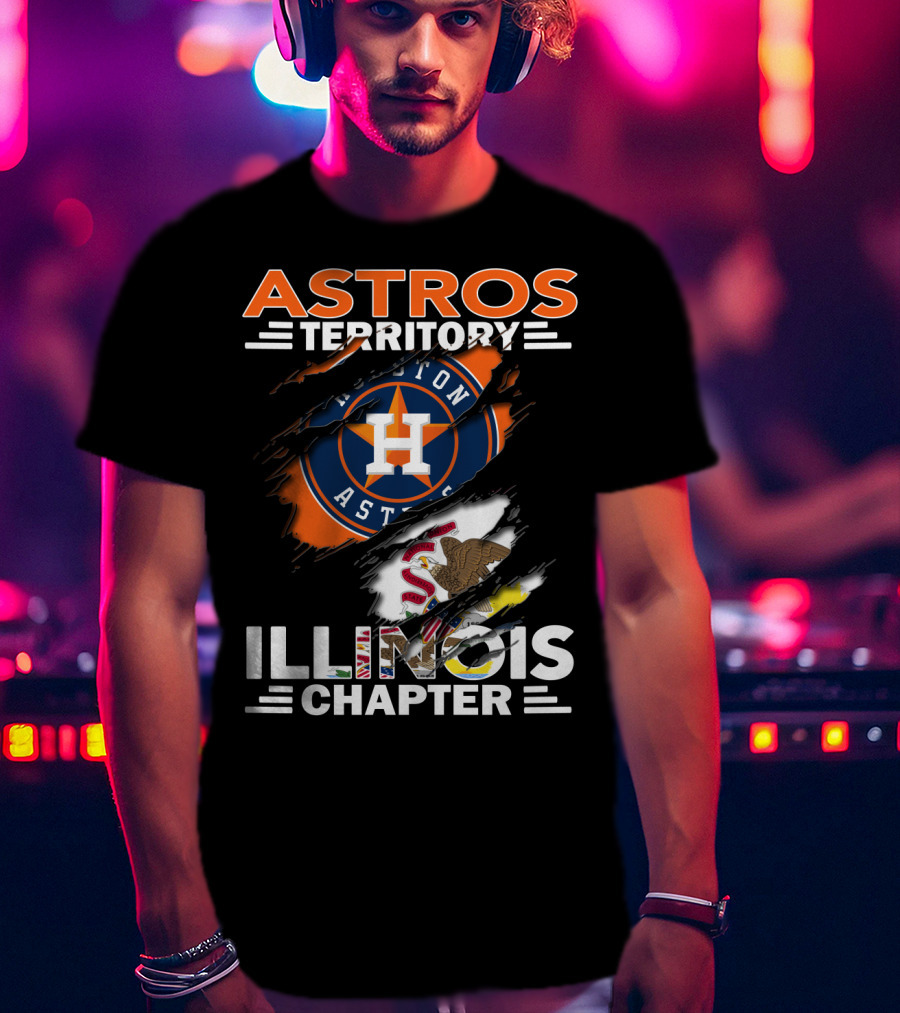 Astros Territory Houston Astros Illinois Chapter Flag Badge T-Shirt