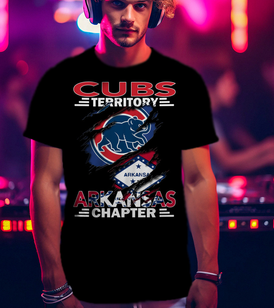 Cubs Territory Arkansas Chapter Logo With Bear And Flag Elements T-Shirt