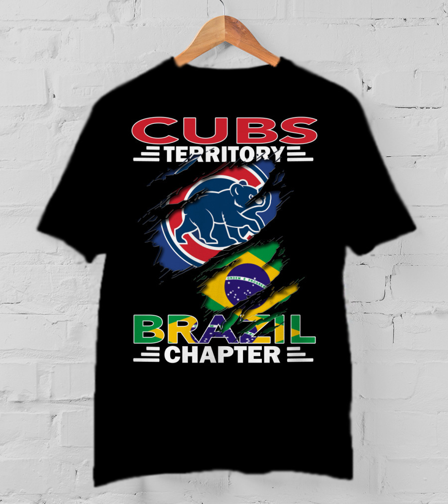 Cubs Territory Brazil Chapter Chicago Cubs Logo And Brazilian Flag T-Shirt