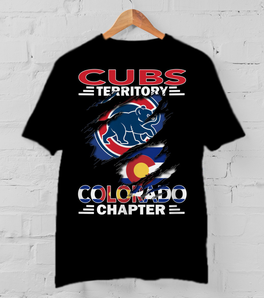 Cubs Territory Colorado Chapter Logo With Bear And Colorado Flag Elements T-Shirt